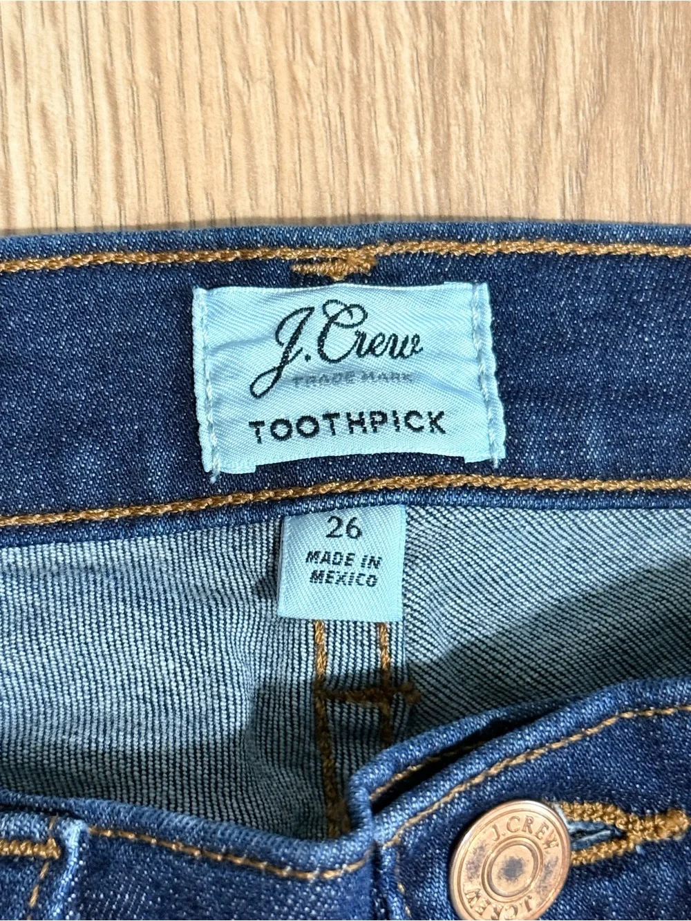 J.Crew Toothpick Skinny Jeans Dark Wash Blue Denim Size 26 Stretch Slim Fit